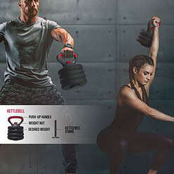 FitRx SmartBell Gym, 60 lbs. 4-in-1 Adjustable Interchangeable Dumbbell, Barbell, and Kettlebell Weight Set, Black
