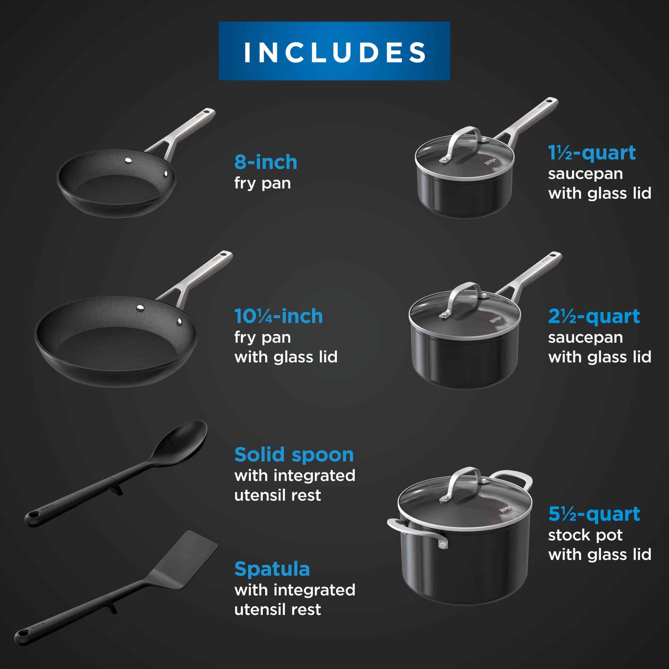 Ninja C19010 NeverStick Essential 10-Piece Cookware Set