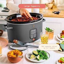 Beautiful 6 Qt Programmable Slow Cooker, Oyster Grey by Drew Barrymore