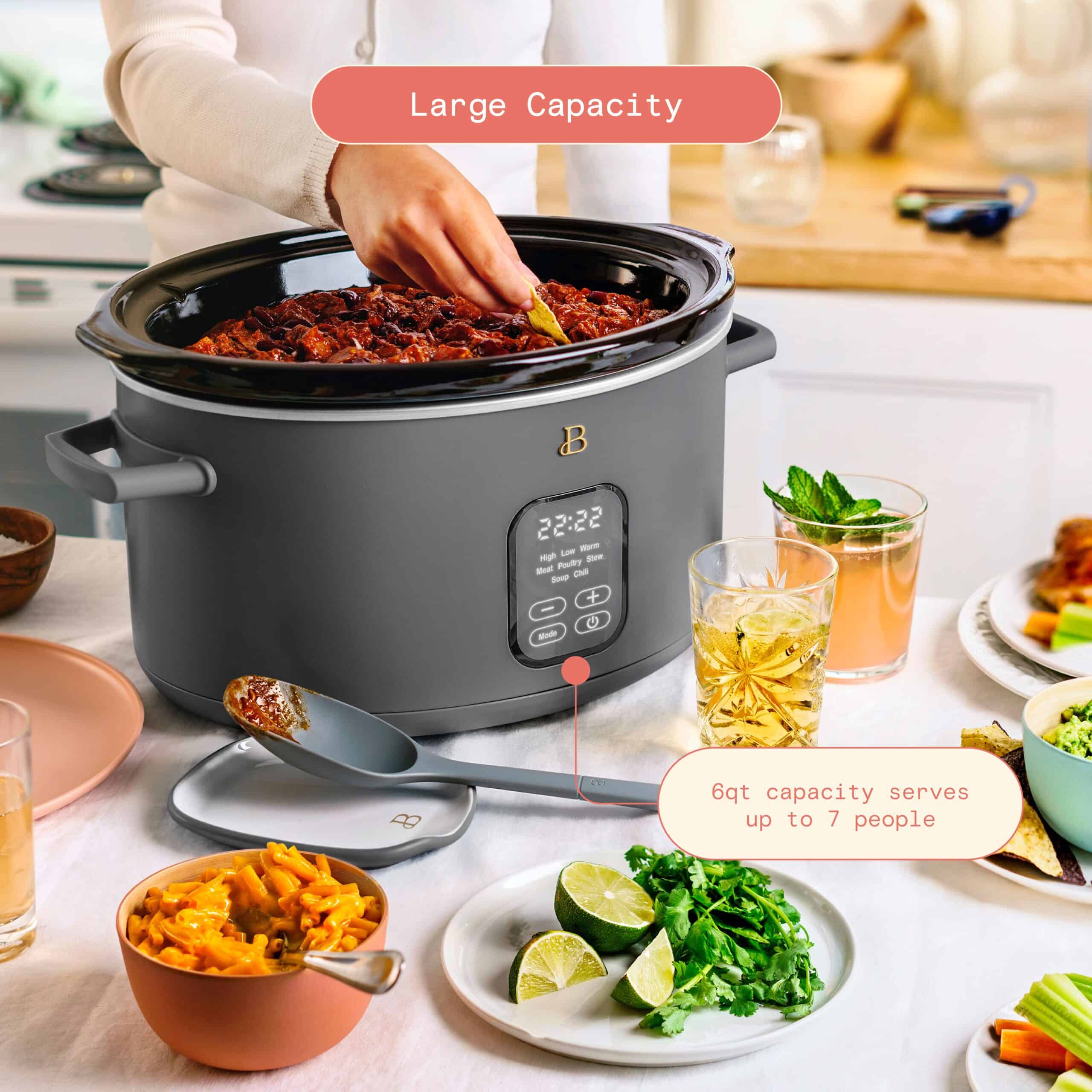 Beautiful 6 Qt Programmable Slow Cooker, Oyster Grey by Drew Barrymore