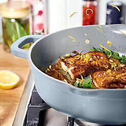 Beautiful All-in-One 4 QT Hero Pan with Steam Insert, 3 Pc Set, Cornflower Blue by Drew Barrymore