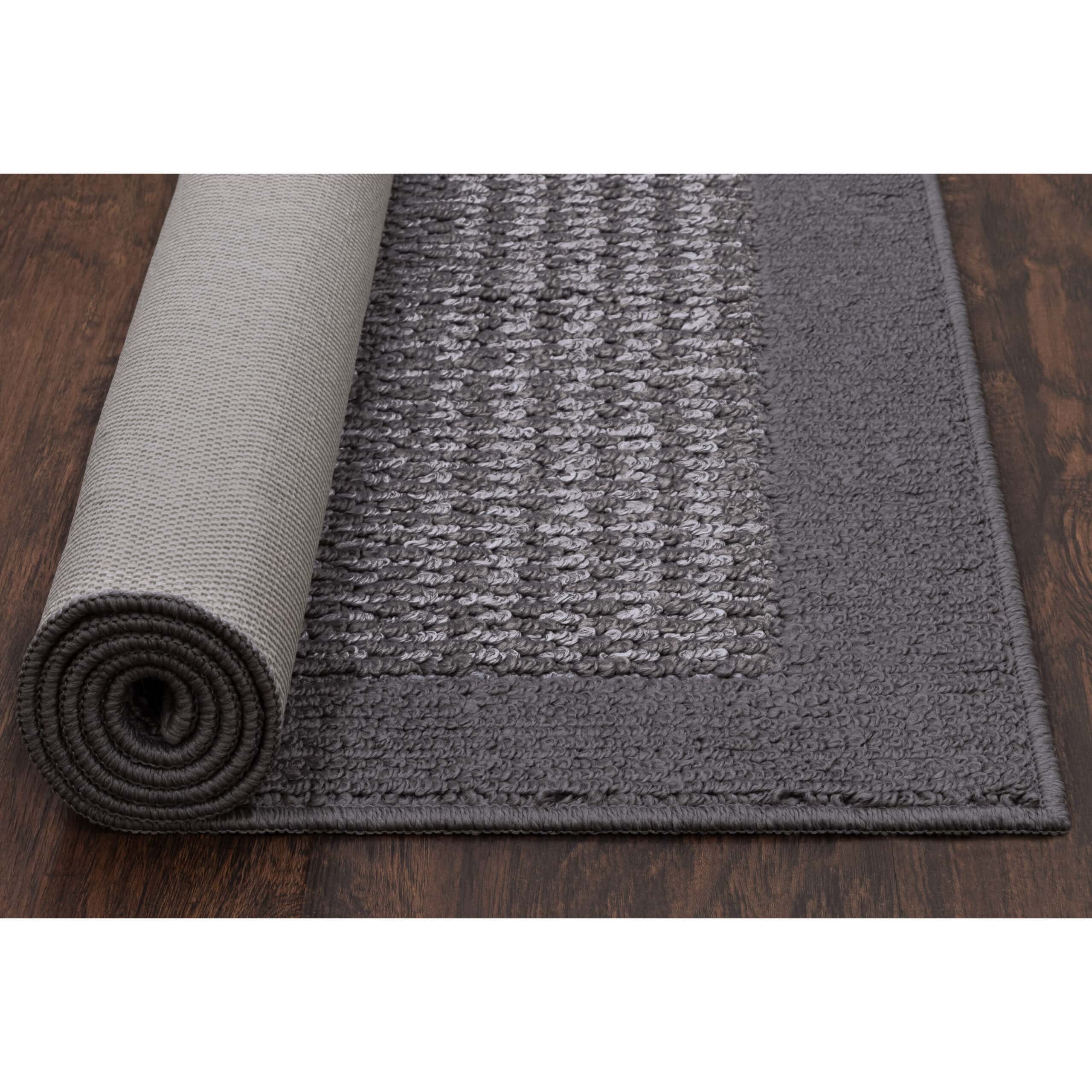 Mainstays Traditional Faux Sisal Olefin Gray Border Indoor Living Room Area Rug, 7'6"x10', Gray