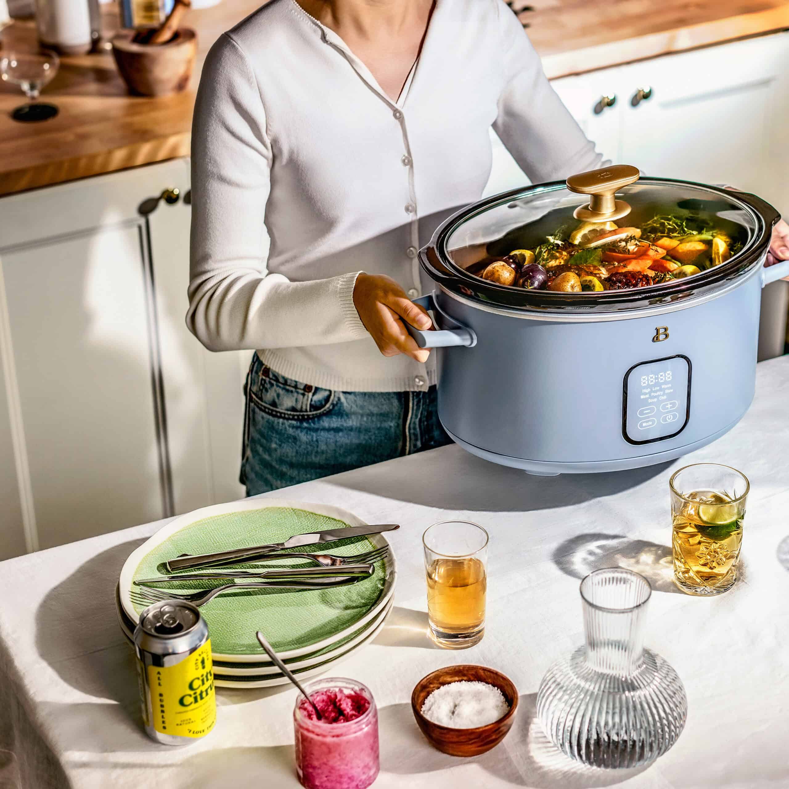 Beautiful 6 Qt Programmable Slow Cooker, Cornflower Blue by Drew Barrymore