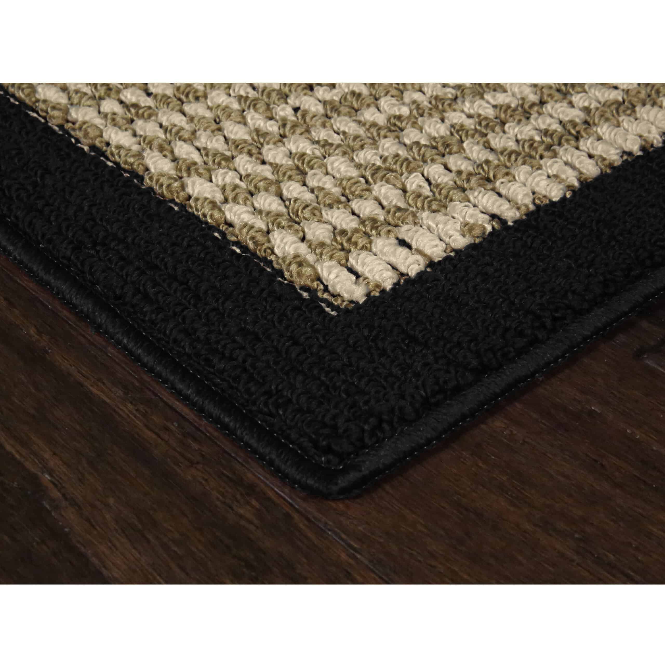 Mainstays Traditional Faux Sisal Olefin Black Border Indoor Living Room Area Rug, 7'6"x10', Black