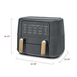 Beautiful 9 QT TriZone Air Fryer, Oyster Grey by Drew Barrymore