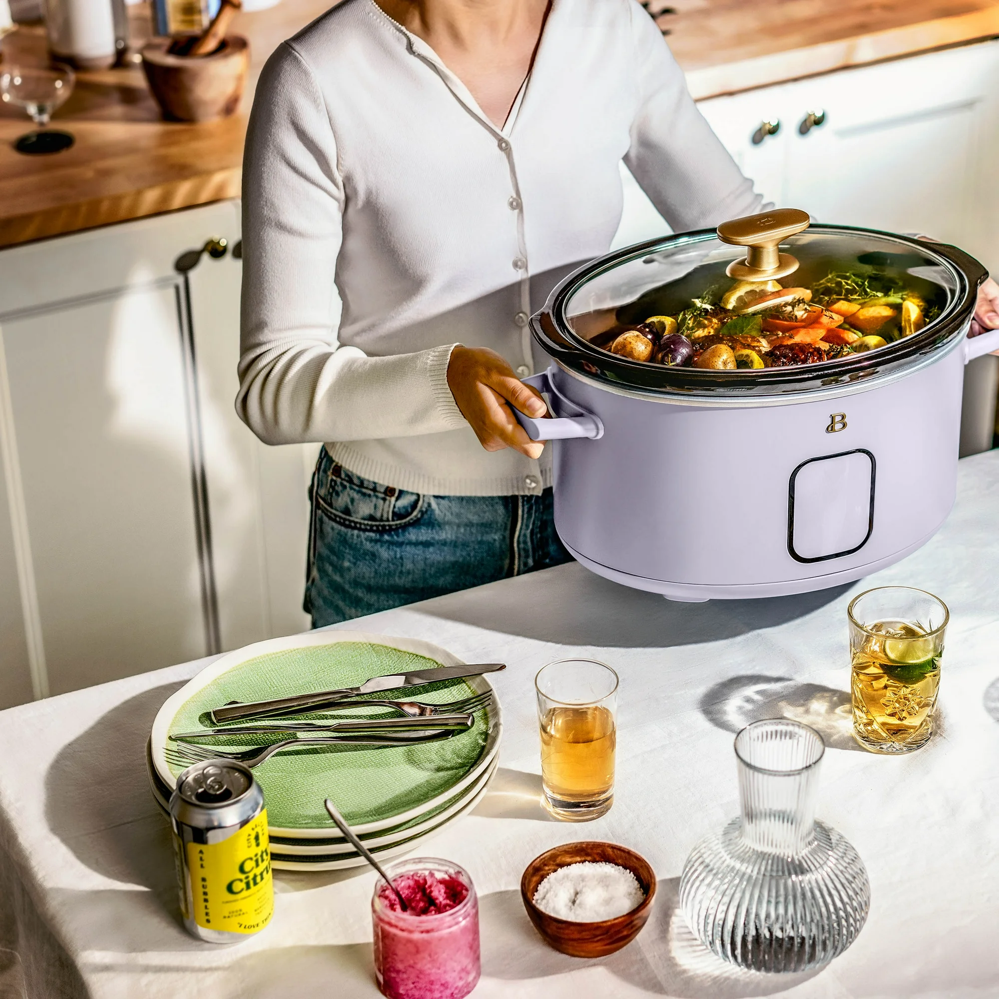 Beautiful 6 Qt Programmable Slow Cooker, Lavender by Drew Barrymore