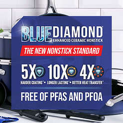 Blue Diamond Toxin-Free Ceramic and Dishwasher Safe 12-Piece Pots and Pans Cookware Set, Pink