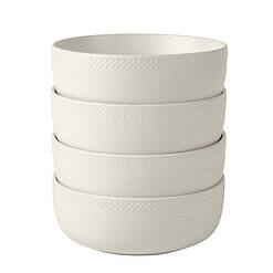 Beautiful Modern Dots Stoneware Dinnerware 12 Piece Set Oyster White by Drew Barrymore