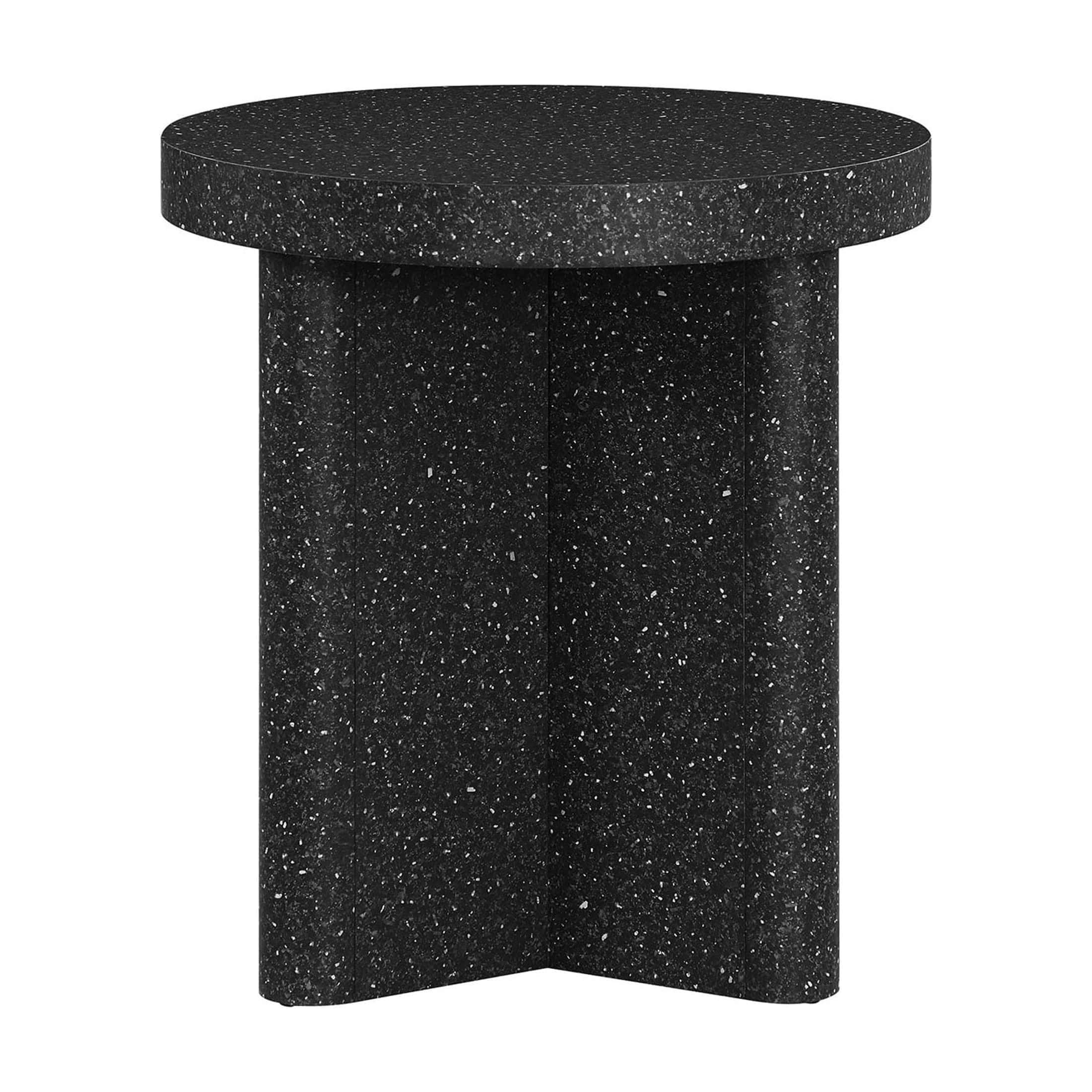 Beautiful Contempo Round Side Table by Drew Barrymore, Speckled Marble Finish