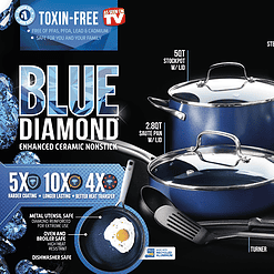 Blue Diamond 12-Piece Toxin-Free Ceramic Nonstick Pots and Pans Cookware Set, Dishwasher Safe