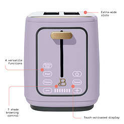 Beautiful 2 Slice Toaster with Touch-Activated Display, Lavender by Drew Barrymore