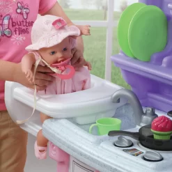 Step2 Little Bakers Pink Toddler Plastic Kitchen Playset with 30 Piece Play Set