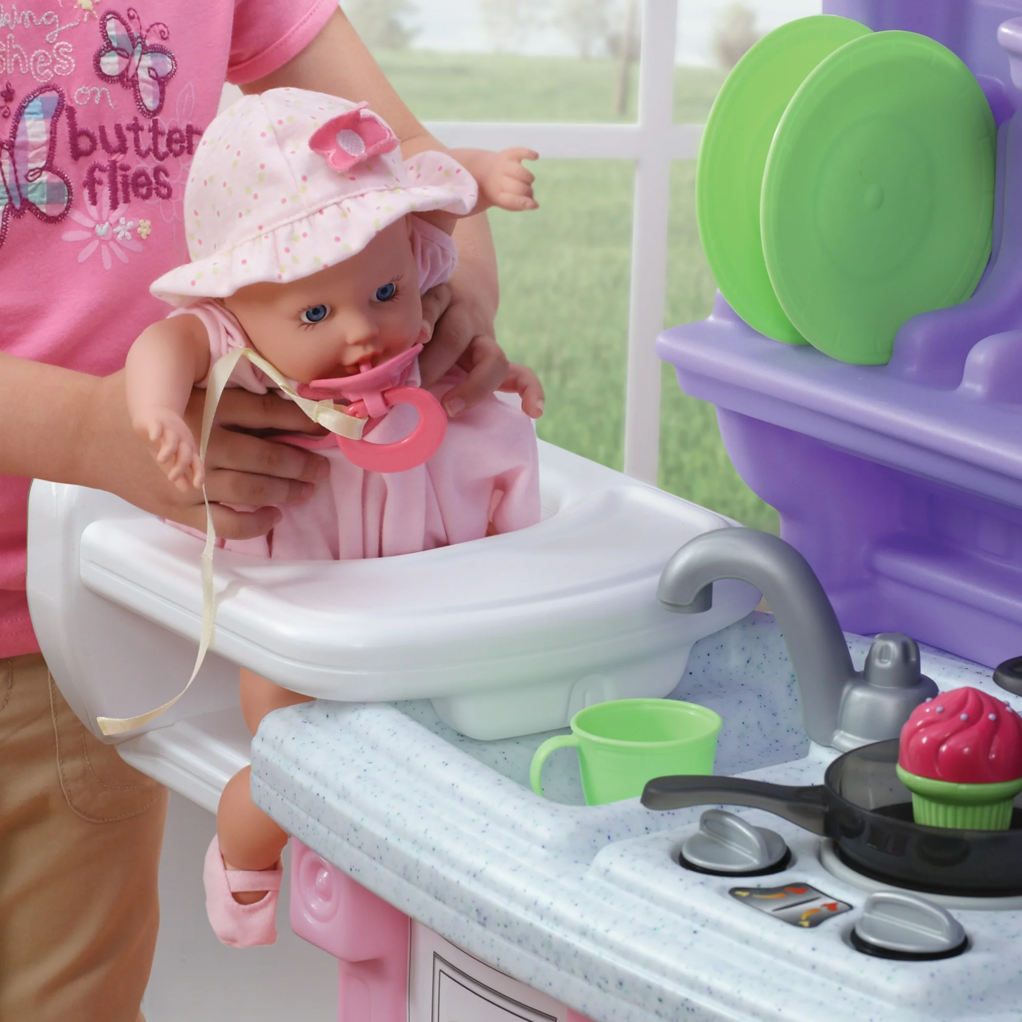 Step2 Little Bakers Pink Toddler Plastic Kitchen Playset with 30 Piece Play Set