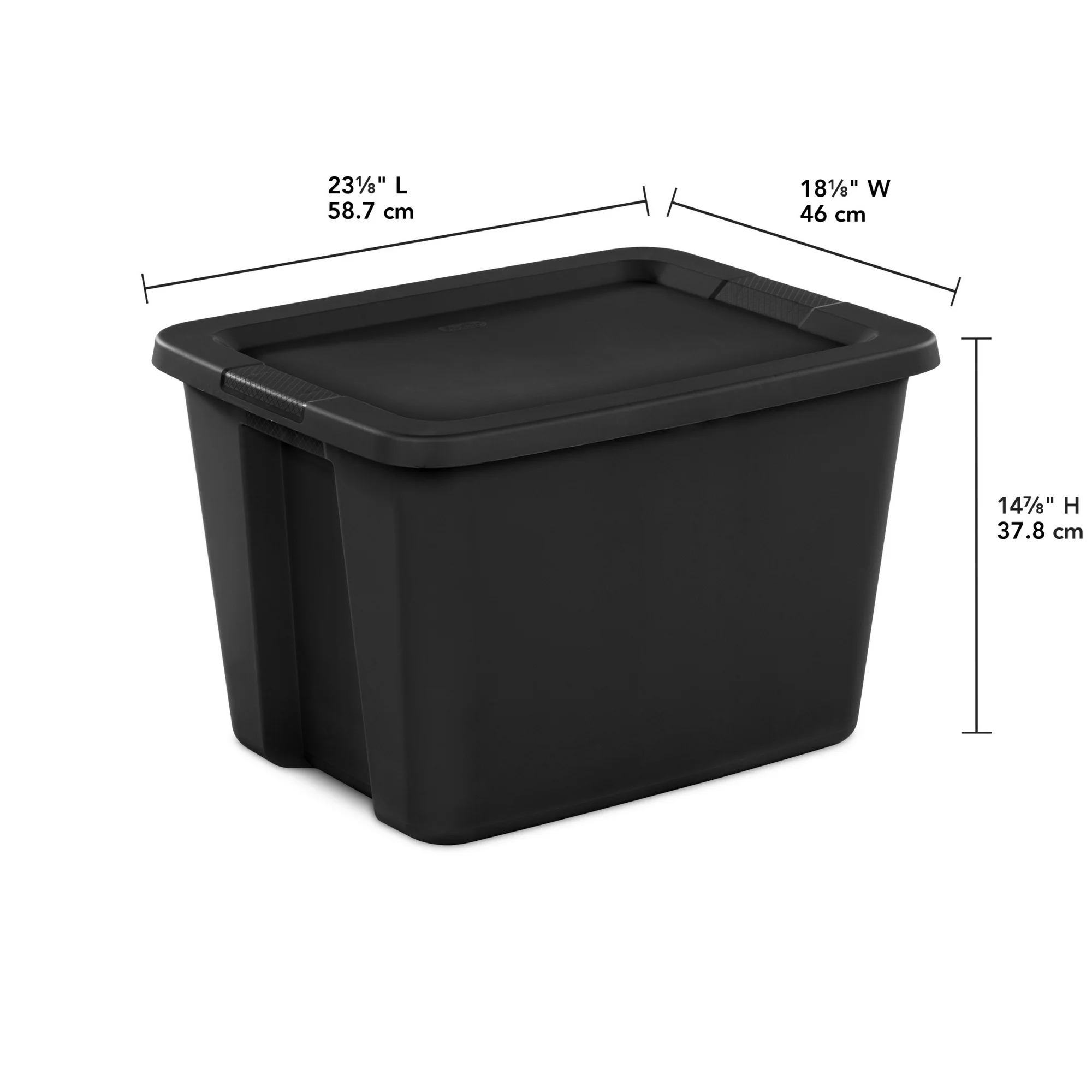 Sterilite 18 Gallon Tote Box Plastic Adult, Black, Set of 8