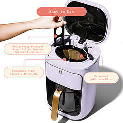 Beautiful 14-Cup Programmable Drip Coffee Maker with Touch-Activated Display, Lavender by Drew Barrymore