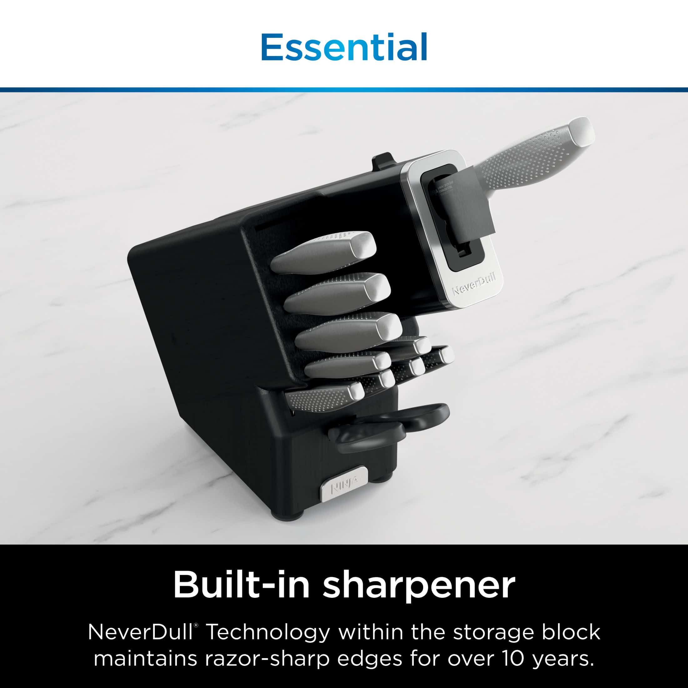 Ninja NeverDull Essential 12-Piece Stainless Steel Knife Set with Built-in Sharpener, K22012