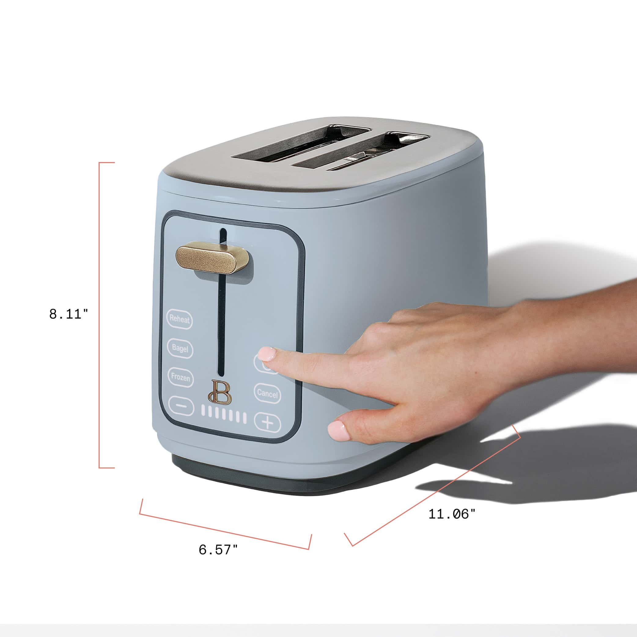 Beautiful 2 Slice Toaster with Touch-Activated Display, Cornflower Blue by Drew Barrymore