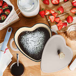 Beautiful 2QT Cast Iron Heart Dutch Oven, Porcini Taupe by Drew Barrymore