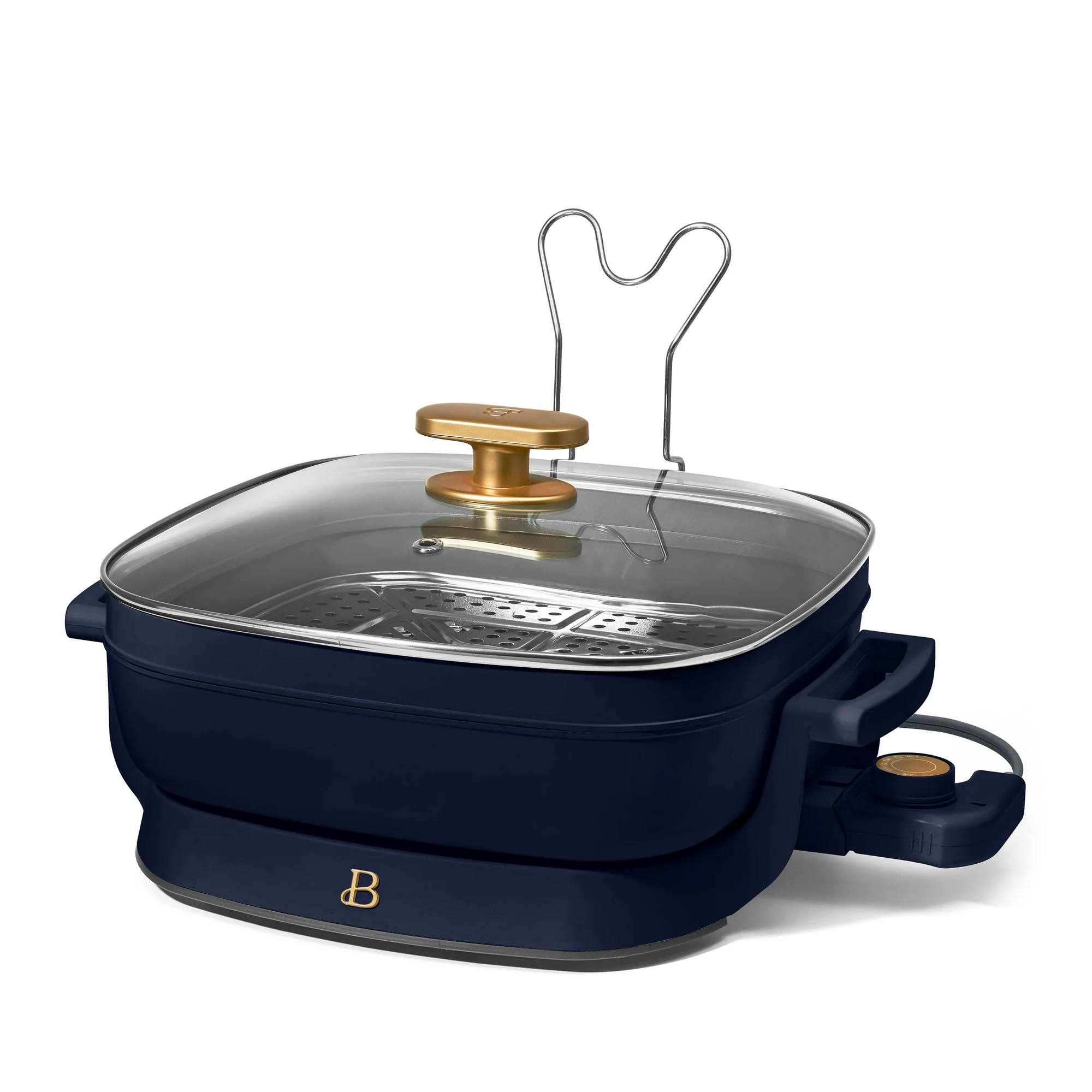 Beautiful 5 in 1 Electric Skillet - Expandable up to 7 Qt with Glass Lid, Starry Night by Drew Barrymore, Blue - Image 12