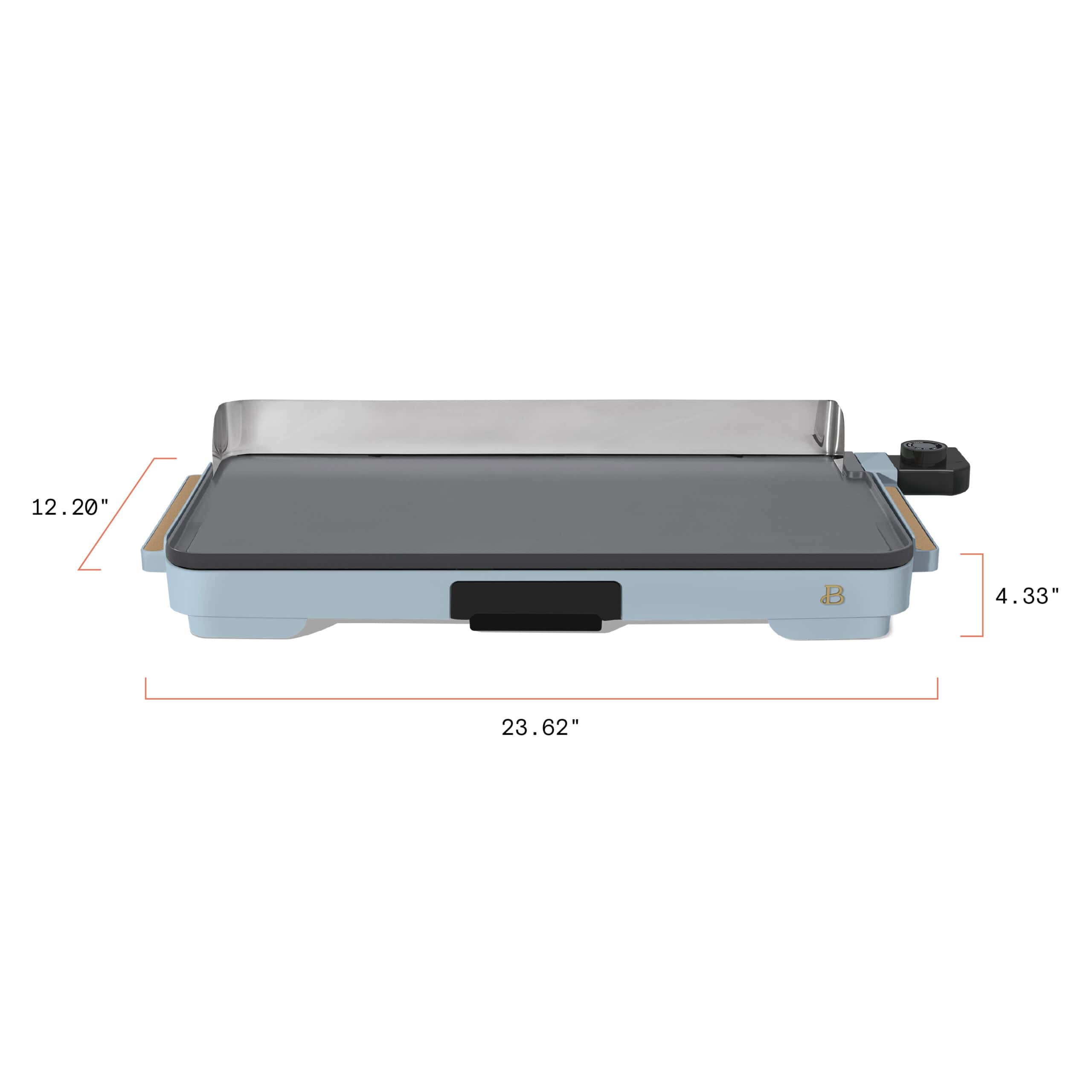 Beautiful XL Electric Griddle 12" x 22"- Non-Stick, Cornflower Blue by Drew Barrymore