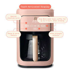 Beautiful 14-Cup Programmable Drip Coffee Maker with Touch-Activated Display, Rose by Drew Barrymore