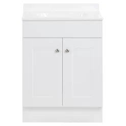 Project Source 24-in White Single Sink Bathroom Vanity with White Cultured Marble Top