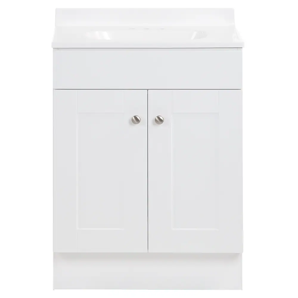 Project Source 24-in White Single Sink Bathroom Vanity with White Cultured Marble Top