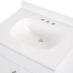 Project Source 24-in White Single Sink Bathroom Vanity with White Cultured Marble Top