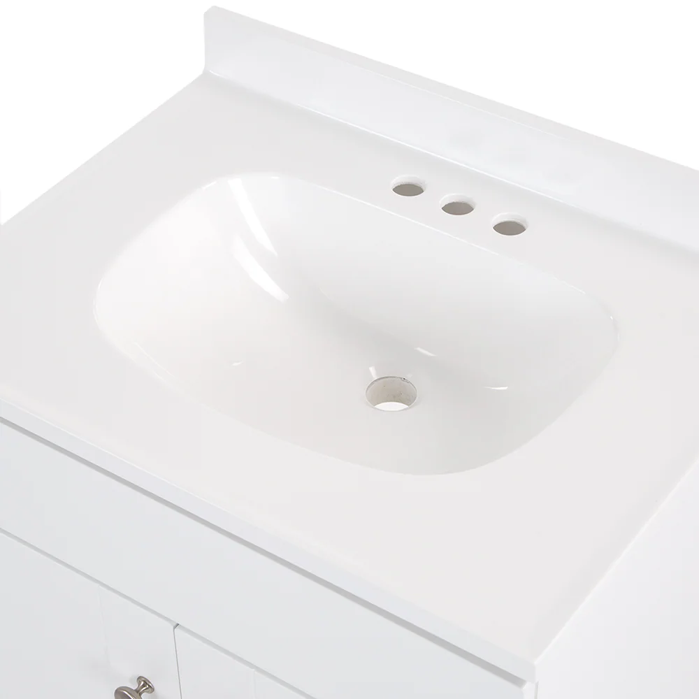 Project Source 24-in White Single Sink Bathroom Vanity with White Cultured Marble Top
