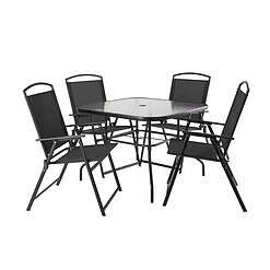 Mainstays Albany Lane 6-Piece Outdoor Patio Dining Set, Black (Umbrella Base Sold Separately)