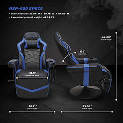RESPAWN 900 Gaming Recliner - Reclining Gaming Chair with Footrest, Gaming Chair Recliner, Blue