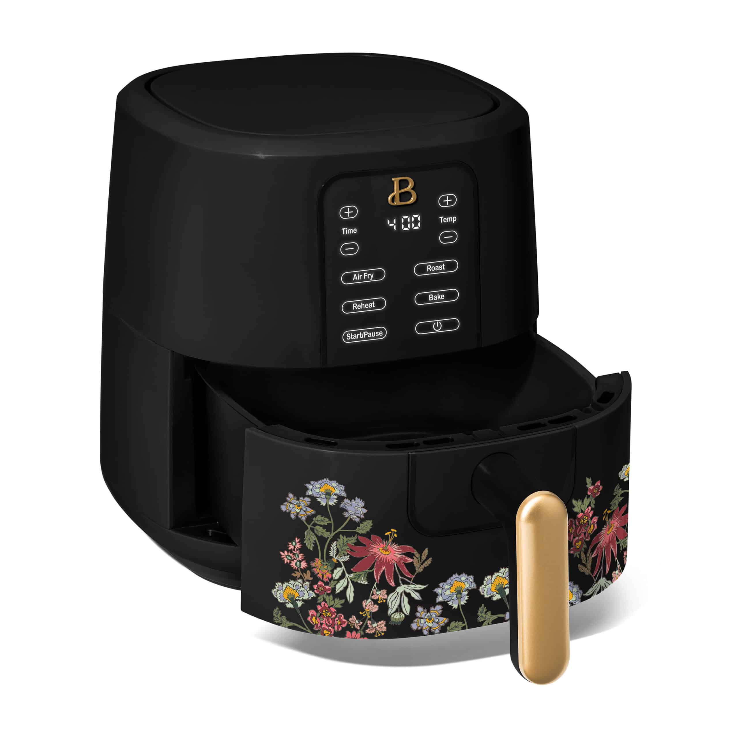 Beautiful 3 Qt Air Fryer with TurboCrisp Technology, Wildflower by Drew Barrymore, Black
