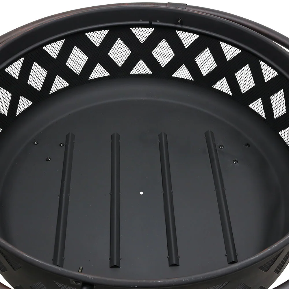 Sunnydaze Decor 36-in W Black Steel Wood-Burning Fire Pit