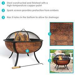 Sunnydaze Decor 32.25-in W Copper Steel Wood-Burning Fire Pit