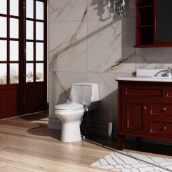 Project Source Laporte White Dual Flush Elongated Chair Height 1-Piece Toilet 12-in Rough-In WaterSense 1.6-GPF