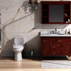 Project Source Laporte White Dual Flush Elongated Chair Height 1-Piece Toilet 12-in Rough-In WaterSense 1.6-GPF