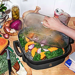 Beautiful 5 in 1 Electric Skillet - Expandable up to 7 Qt with Glass Lid, Black Sesame by Drew Barrymore