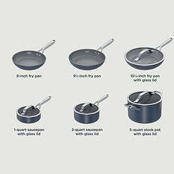Ninja NeverStick Ceramic Pro 10-Piece Cookware Set, Blue, CW38000