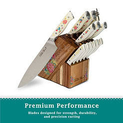 The Pioneer Woman Pioneer Signature 14-Piece Stainless Steel Knife Block Set, Floral