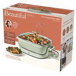 Beautiful 5 in 1 Electric Skillet - Expandable up to 7 Qt with Glass Lid, Sage Green by Drew Barrymore