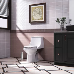 Project Source Laporte White Dual Flush Elongated Chair Height 1-Piece Toilet 12-in Rough-In WaterSense 1.6-GPF