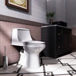 Project Source Laporte White Dual Flush Elongated Chair Height 1-Piece Toilet 12-in Rough-In WaterSense 1.6-GPF