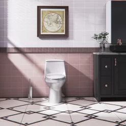 Project Source Laporte White Dual Flush Elongated Chair Height 1-Piece Toilet 12-in Rough-In WaterSense 1.6-GPF