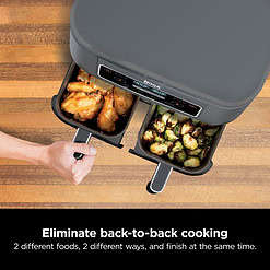 Ninja DZ100WM Foodi 4 in 1, 8 qt. 2-Basket Air Fryer with DualZone Technology, Air Fry, Roast & More, Black