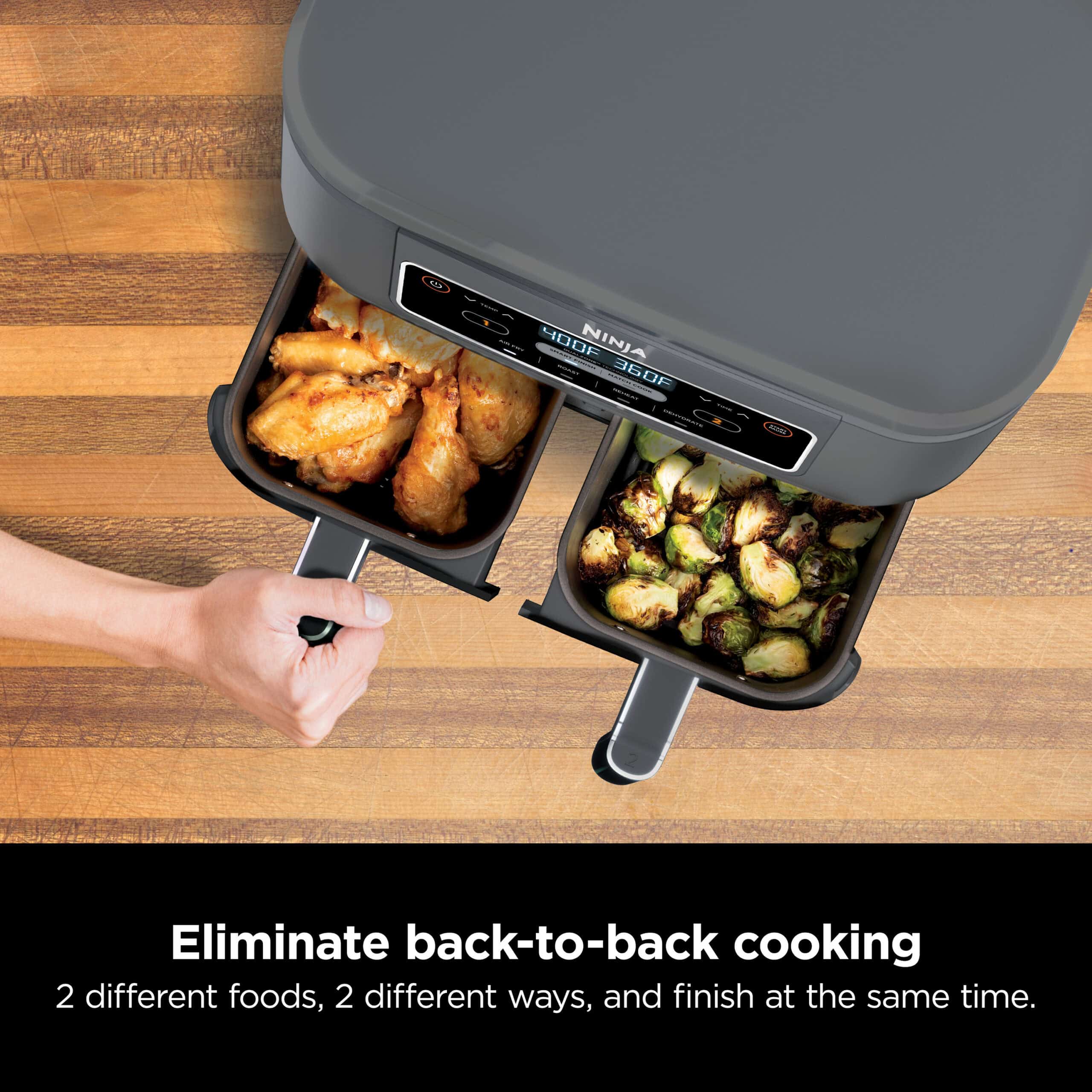 Ninja DZ100WM Foodi 4 in 1, 8 qt. 2-Basket Air Fryer with DualZone Technology, Air Fry, Roast & More, Black