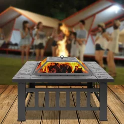 Winado 32-in W Black Iron Wood-Burning Fire Pit