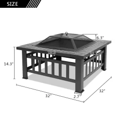 Winado 32-in W Black Iron Wood-Burning Fire Pit