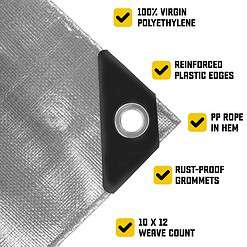 Core Tarps 20-ft x 40-ft Silver Waterproof Commercial Polyethylene 5-mil Tarp
