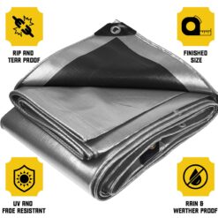 Core Tarps 20-ft x 40-ft Silver Waterproof Commercial Polyethylene 5-mil Tarp