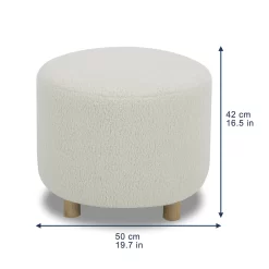 Better Homes & Gardens Mira Round Ottoman, Cream